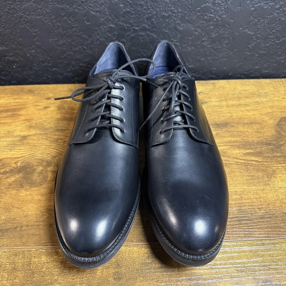 Cole Haan Grand 360 C30582 Black Leather Plain Toe Derby Shoes Mens 10M
